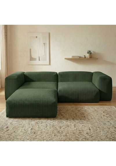 Relax Köşe Koltuk Takımı Sünger Koltuk Kanepe Divan Zümrüt Yeşili