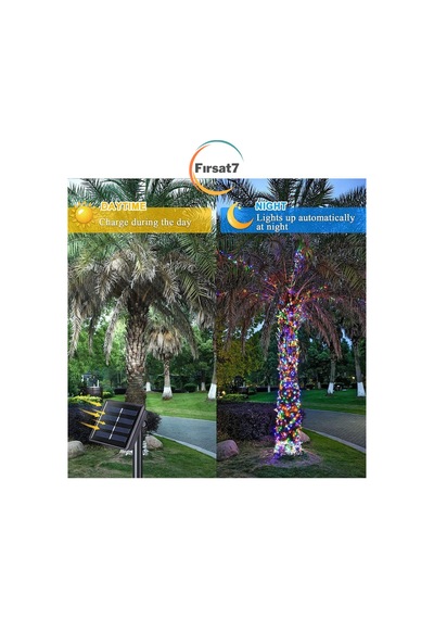 Solar 100 Ledli Rgb Işık 11 Metre Bahçe Aydınlatma İç Ve Dış Mekan Dekorasyon Güneş Enerjili Led Diğer