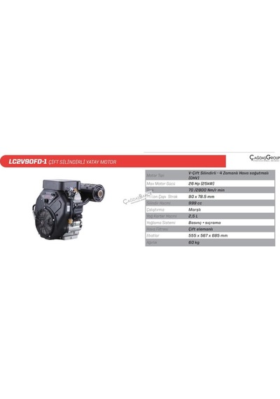 Loncin  Lc2V90Fd-1  Marşlı  Dikey  Milli  Tek  Motor  26  Hp