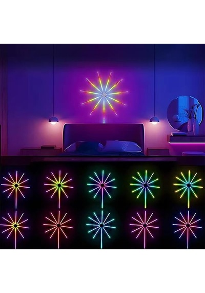 Sunup Sn-22231 Bluetooth Fişek Led Seti Sese Duyarlı Rgb Rengi Akıllı Şerit Işık 200+ Efektli Oda Aydınlatma Renkli