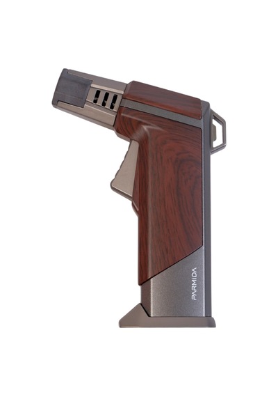 Parmida Tek Torch Pürmüz Ahşap Desenli Gunmetal Masa Tipi Metal Puro Çakmağı - Tr9237