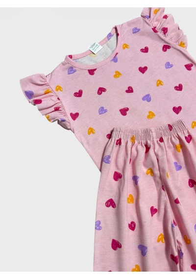 Aliş Kids Kız Çocuk Pamuklu Pembe Kalp Desenli Kolları Fırfırlı Kısa Kollu Şortlu Yazlık Pijama Takımı Aliş Kids Kız Çocuk Pamuklu Pembe Kalp Desenli Kolları Fırfırlı Kısa Kollu Şortlu Yazlık Pijama Takımı