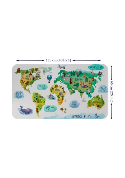 Eğitici Dünya Haritası Dünya Atlası Çocuk Ve Bebek Odası Duvar Sticker -60x105-3807 Çok Renkli