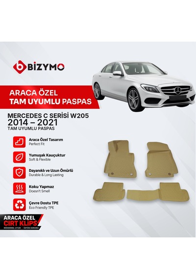 Mercedes C Serisi W205 2014 Ve Sonrası 3D Bej Paspas Takımı Bizym