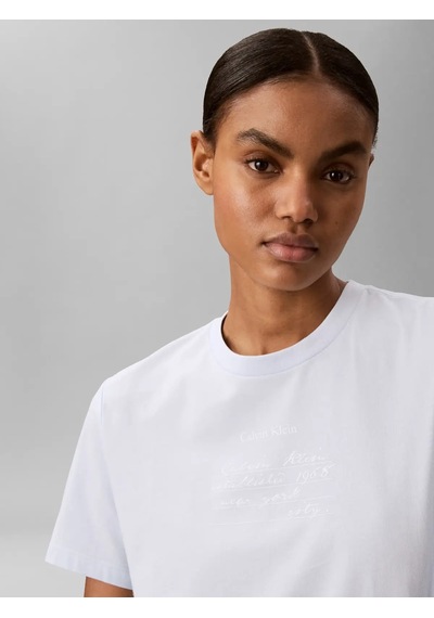 Calvin Klein Ss Classıc Handwrıtı, Cıq Mavi Kadın T-shirt