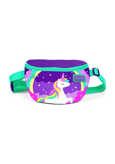 Coral High Kids Mor Su Yeşili Unicorn Desenli Bel Çantası 22491 Mor