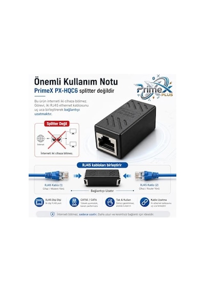 Px-hqc6 Rj45 Dişi Dişi Ethernet Ara Aparatı, Cat5e/cat6 Lan Kablo Birleştirici, Gigabit Network Kablo Uzatma Adaptörü, Modem Router Switch Pc İçin Rj45 Dişi Dişi Coupler
