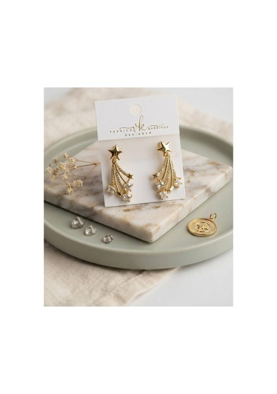 Gold Renk Zirkon Taşlı Halley Model Pirinç Kadın Küpe Tj-bkp12144 Evimdeyokyok