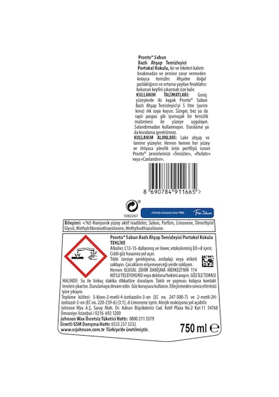 Pronto Sabun Bazlı Ahşap Yüzey Temizleyici Portakal Kokulu 750 ML