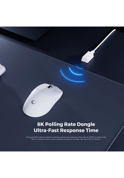 Blıtz Ultımate 8k Bt+wired+2.4g Beyaz Kablosuz Paw3950 Nordıc 52840 Mcu Gaming Oyuncu Mouse Blitz Ultimate