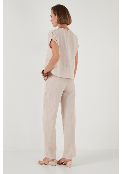 Lela Regular Fit Bol Paça Bayan Takım 67045982S4 Krem
