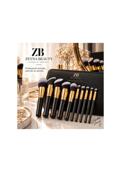 10 Parça Makyaj Fırça Seti- Siyah/gold 10 Pcs Make Up Brush Set Black/gold - 62163784