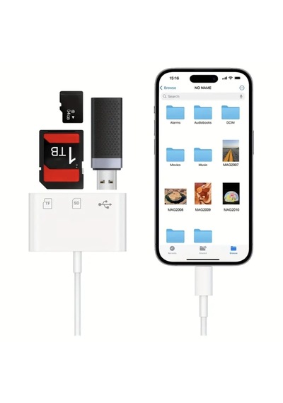 E-kervan 3'ü 1 Arada Apple Uyumlu iPhone Lightning To Tf Sd Kart Ve Usb Çevirici Dönüştürücü Sağlam 1 Adet