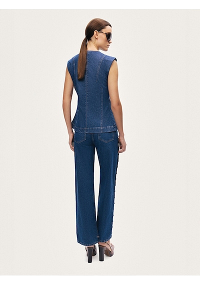 Nocturne Metal Düğme Detaylı Denim Pantolon N26yd18167 Koyu Mavi