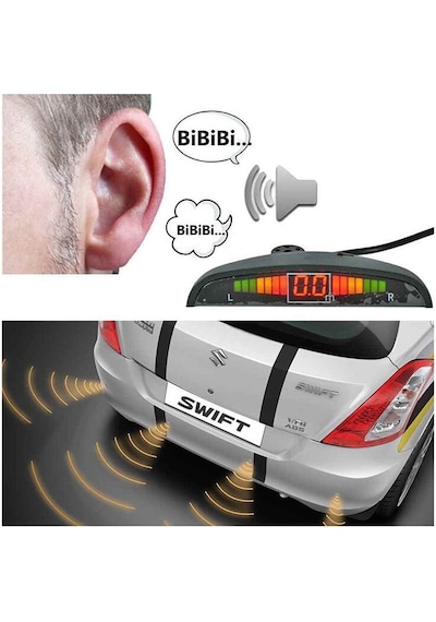 Park Sensörü Led Ekran Ses İkazlı Gri