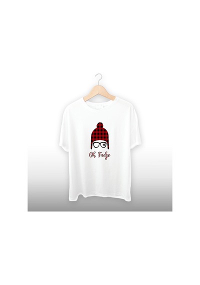 Oh Fudge Bere Detaylı Unisex Tişört Beyaz
