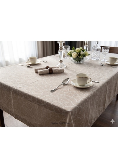 Faralya Life %100 Pamuklu Masa Örtüsü 140x200 Cm Dikdörtgen Sofra Örtüsü Desenli