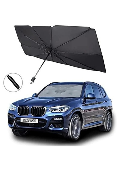 Araba Ön Cam Güneşliği Araba Güneş Gölge Koruyucu Şemsiye Otomatik Katlanabilir Güneşlik Gölgelik Siyah