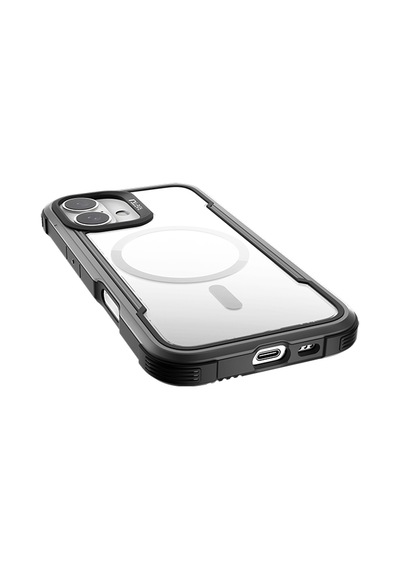 Apple Uyumlu iPhone 16 Kılıf Magsafe Şarj Özellikli Airbagli Raptic Shield Serisi Şeffaf Arka Yüzey Kapak Siyah