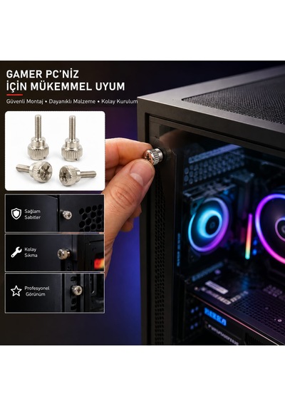 Gamer Bilgisayar Kasa Vidası - 4 Adet