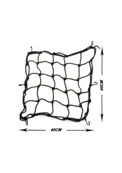 Kırmızı 40x40 Cm Motosiklet Elastik Kask Halat Kablosu Bagaj  Bungee Net -