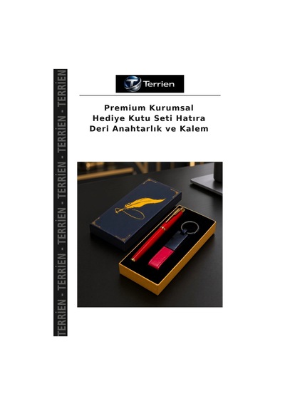 Premium Kurumsal Hediye Kutu Seti Hatıra Deri Anahtarlık Ve Kalem Çok Renkli