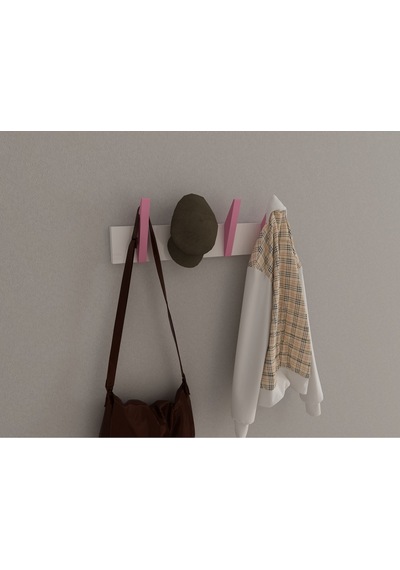 Hepsi3boyutlu Modern Duvar & Kapı Kanca Askılık - 4 Adet Pembe Kanca Askılık - Model No : 4 Pembe