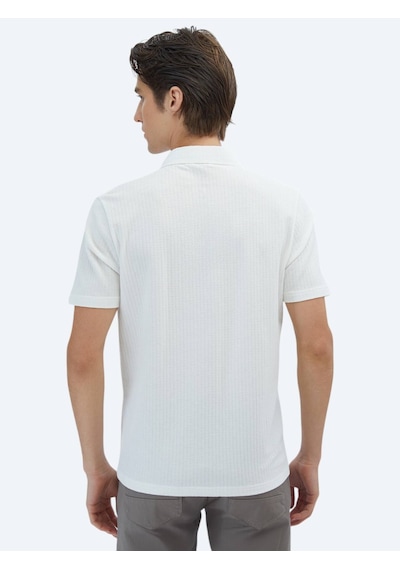 Kip Beyaz Desenli Regular Fit Casual %100 Pamuk Gömlek Beyaz