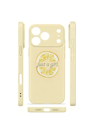 Apple iPhone Uyumlu 17 Pro Max Vorian İnce Kamera Korumalı Mika Kılıf Just A Girl Lemon Just A Girl Lemon Mika
