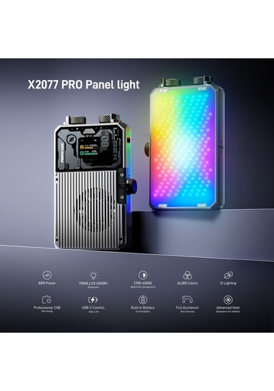Photoolex X2077 Pro 80w Rgb Profesyonel Video Fotoğraf Led Panel Işık - Ls-123