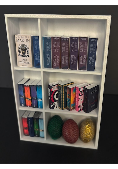 Minyatür Kitaplık El Yapımı Mini Kitap Ve Figürlü Dekoratif Kitaplık Koleksiyonluk