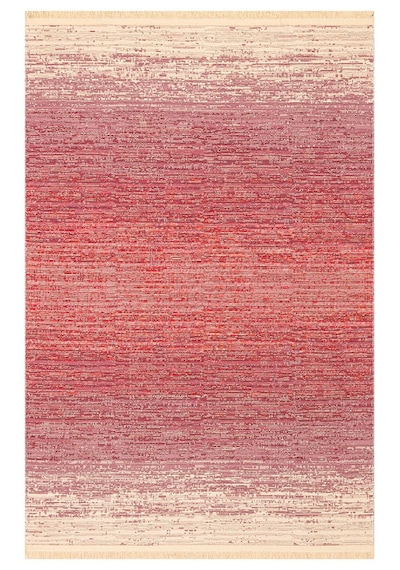 Kutnu Kılım Modern Ombre Renk Geçişli Yıkanabilir Çift Taraflı Kilim Pembe - Turuncu