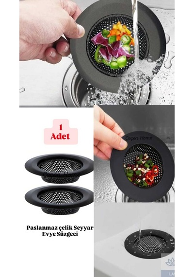 1 Adet Seyyar Lavabo Süzgeci Paslanmaz Çelik Mutfak Lavabo Evye Süzgeci , Gider Süzgeci 11 Cm Pa Diğer