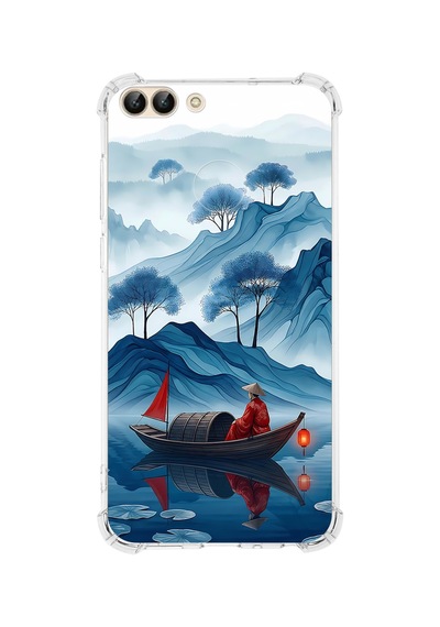 Printify Huawei Psmart2018 İle Uyumlu Simya Serisi Sonsuz Akış Tasarımlı Uv Baskılı Köşe Korumalı Antişok Kılıf Şeffaf