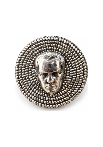Atatürk Portre Figürlü Yuvarlak Metal Rozet Ceket Ve Takım Elbise Yaka Aksesuarı Gri