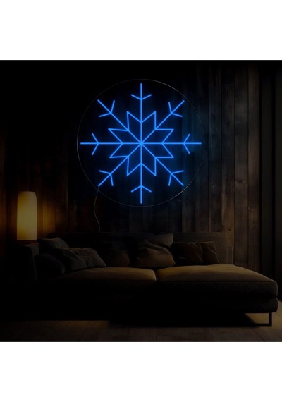 Kar Tanesi Şekilli Neon Tabela Mavi