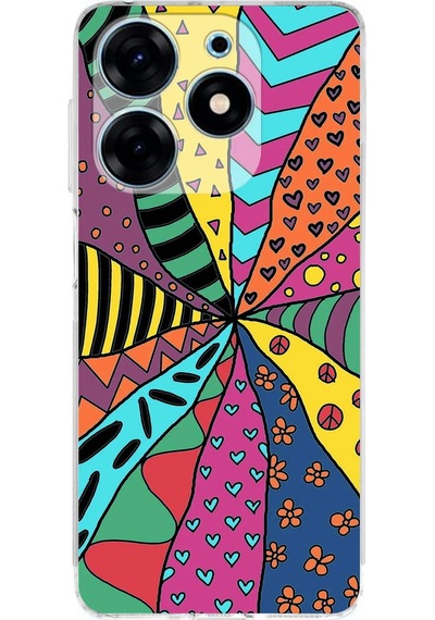 Tecno Spark 10 Pro İle Uyumlu Retro Color 4 Kamera Korumalı Şeffaf Kılıf Şeffaf