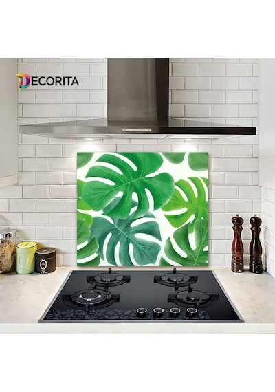Decorıta Cam Ocak Arkası Koruyucu | Tropik Desen
