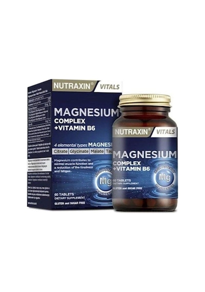 Magnesium Complex Vitamin B6 60 Tablet Sitrat Bisglisinat Malat Taurat İçeren Takviye Edici Gıda