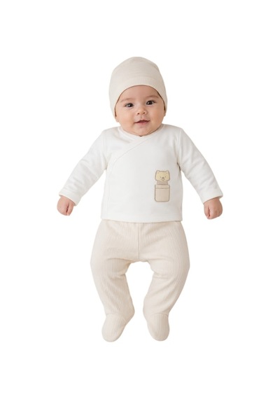 Bistyle Erkek Bebek Zıbın Takım 3 Lü - Bistyle - Bej-ecru - 3-6 Ay Lacivert