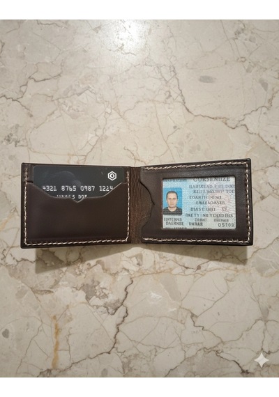 Otohousse Hakiki Deri Cüzdan Katlanır Kartlık Koyu Kahverengi