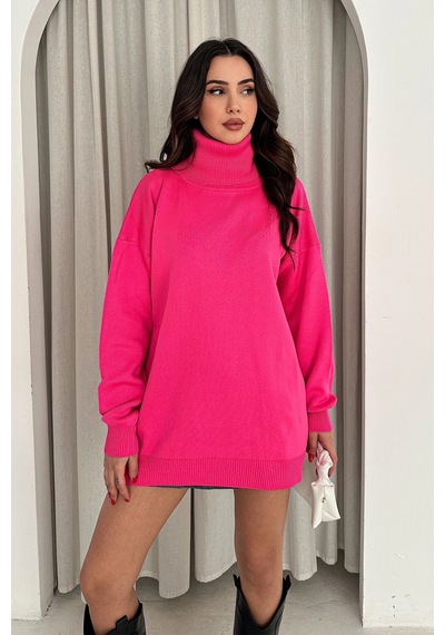 Asprin Fashion Degaje Yaka Triko Bluz Beyaz Pembe + Hediye Kolye Pembe