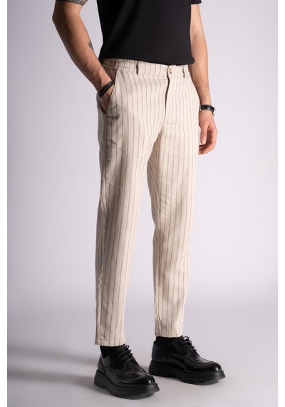 Braccas Beli Yarım Lastikli Slim Fit Chino Çizgili Crop Pantolon Bej Çizgili Bej Çizgili Bej Braccas Beli Yarım Lastikli Slim Fit Chino Çizgili Crop Pantolon Bej Çizgili Bej Çizgili Bej