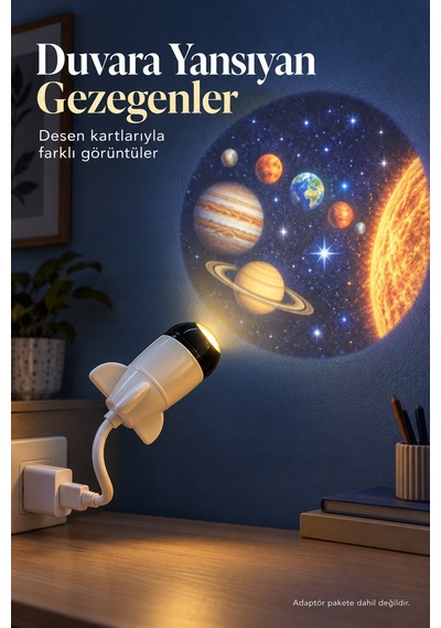 Desenli Projeksiyon Lambası Bilgisayar Usb Girişinden Kullanımlı