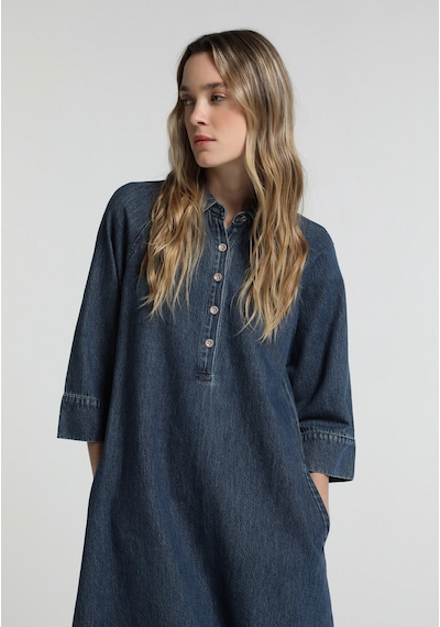 Colin's Colins Oversize Fit Düz Kadın Dark İndigo Denim ¾ Kol Elbise Cl1082843 Q1.v1 Dn45232