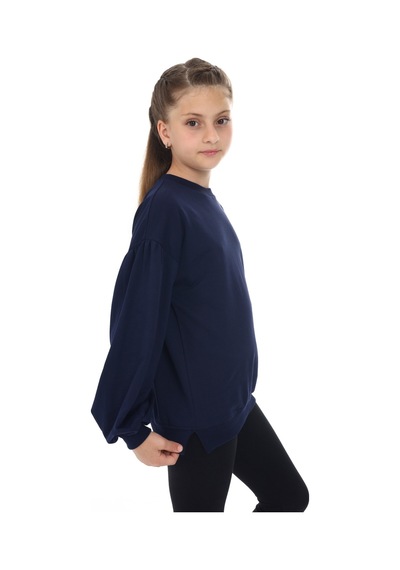 Toontoy Kız Çocuk Kolları Balon Okul Sweatshirt Lacivert