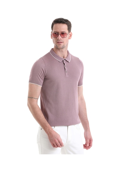 Hatemoğlu Mor Regular Fit Düz Pamuklu Polo Yaka Triko Tişört 35362023c002 021 Mor