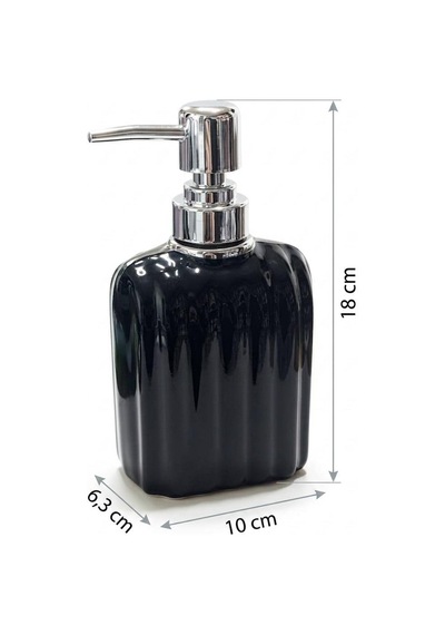 Porselen Çizgili Sıvı Sabunluk 350ml Siyah 48439