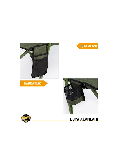 Funky Chaırs Comfort 3 Kademeli Katlanabilir Kamp Sandalyesi - Haki
