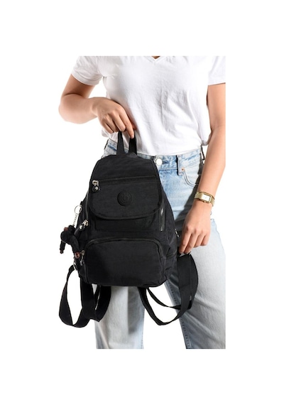 Baginn Kadın Sırt Çantası Kapaklı Model 30 25 Cm Hafif Klinkır Kumaş Spor Çantası Günlük Bayan Çantası Siyah